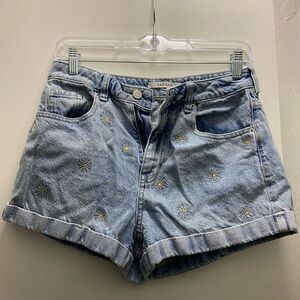 PacSun 4 Embroidered High-Rise Denim Shorts